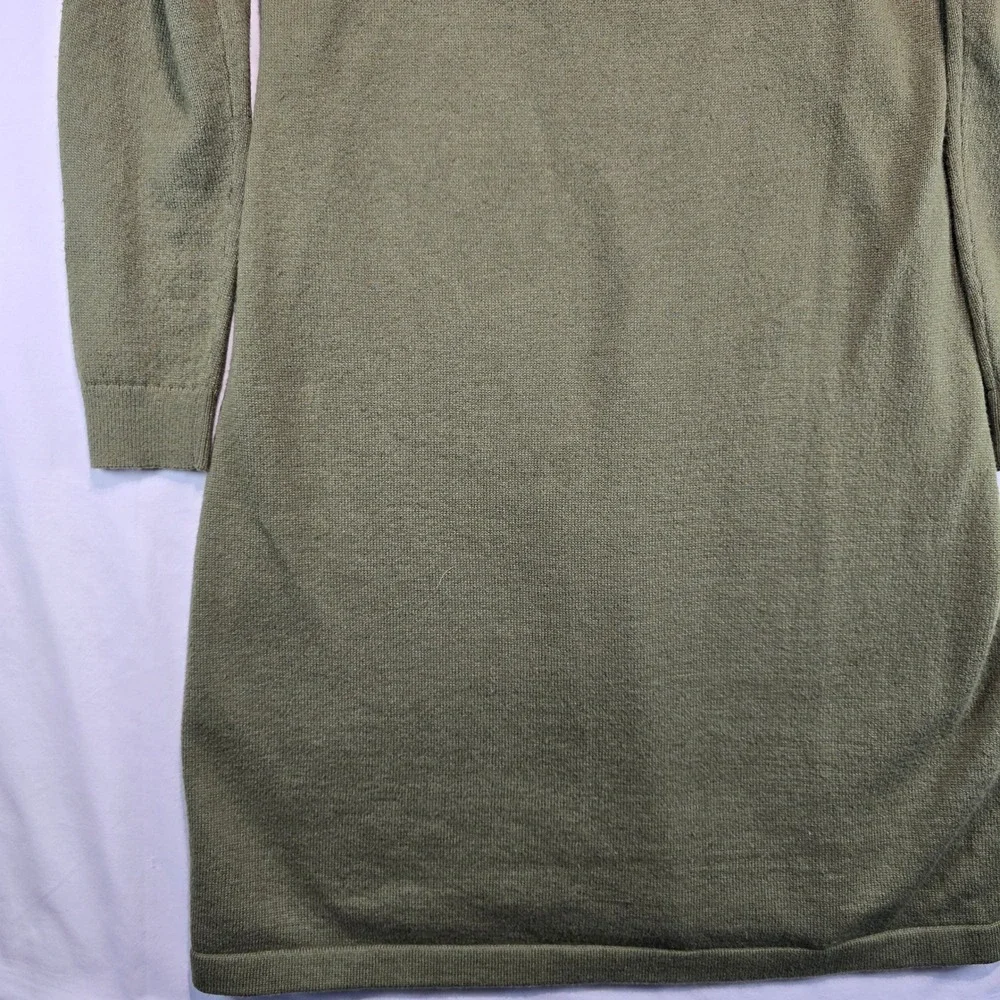Talbots Womens Olive Green Long Sleeve V-Neck Polo Collar Sweater Dress Small - Picture 14 of 15